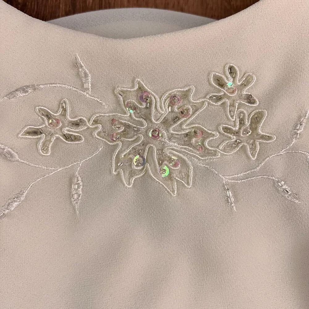 Coldwater Creek Ivory Sleeveless Formal Tiered Chiffon Dress Layered Sz 14